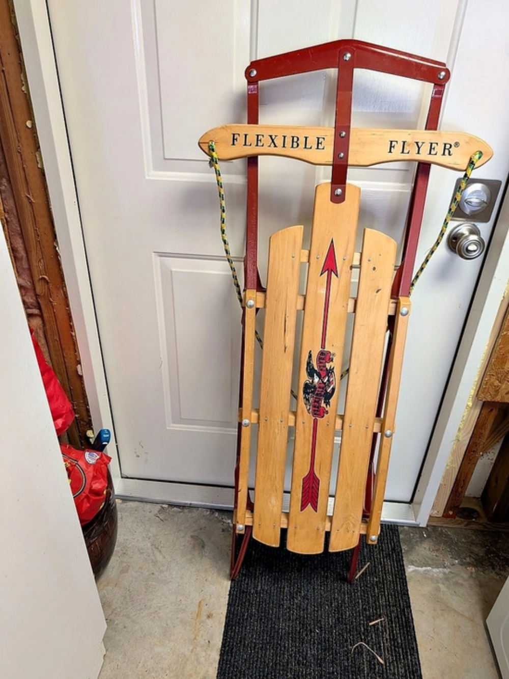 Flexible Flyer Classic Steel Runner Sled in Brown & Red
